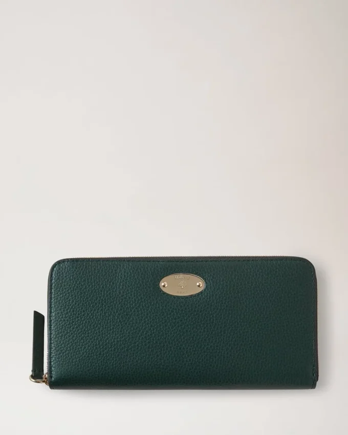 Mulberry Plaque 8 Credit Card Zip Purse Mulberry Green Small Classic Grain
