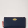 Mulberry Plaque 8 Credit Card Zip Purse Night Sky & Coral Orange Small Classic Grain