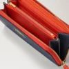 Mulberry Plaque 8 Credit Card Zip Purse Night Sky & Coral Orange Small Classic Grain