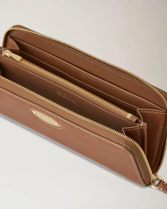 Mulberry Plaque 8 Credit Card Zip Purse Oak Nvt