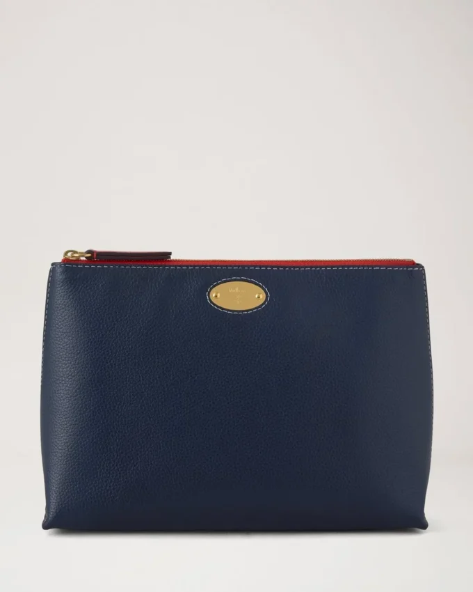 Mulberry Plaque Cosmetic Pouch Night Sky & Coral Orange Small Classic Grain