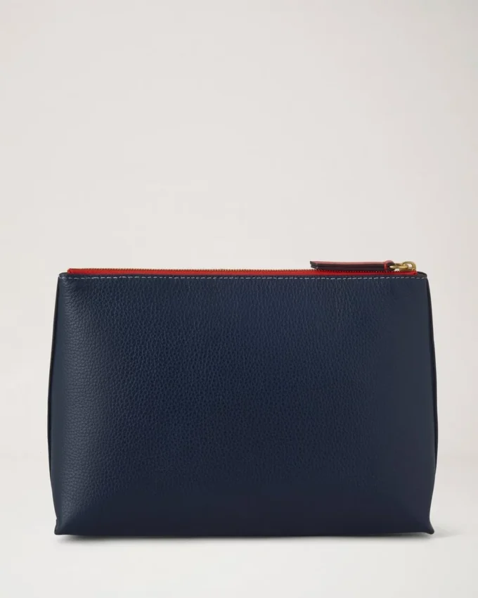 Mulberry Plaque Cosmetic Pouch Night Sky & Coral Orange Small Classic Grain