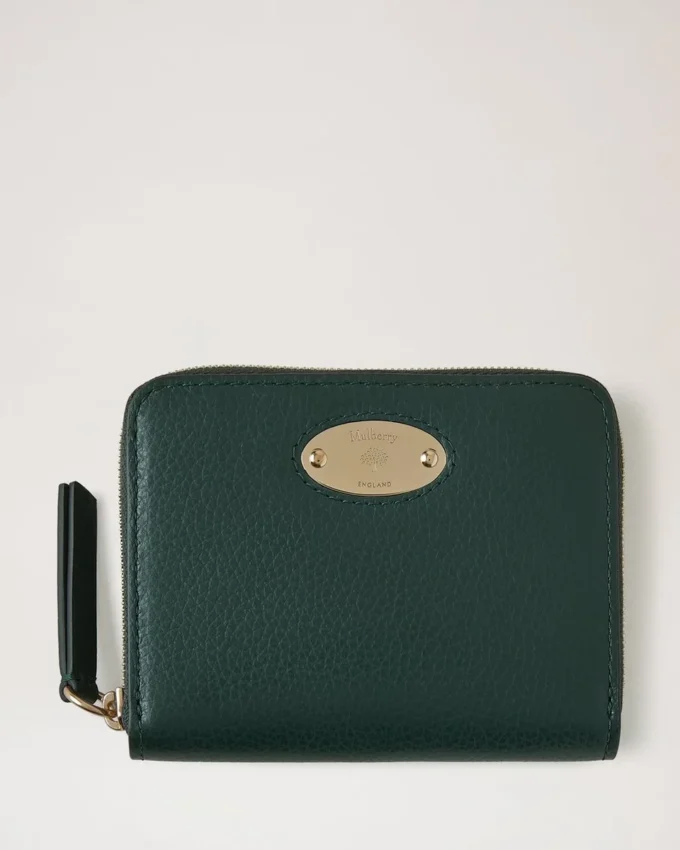 Mulberry Plaque Small Zip Around Purse Mulberry Green Small Classic Grain