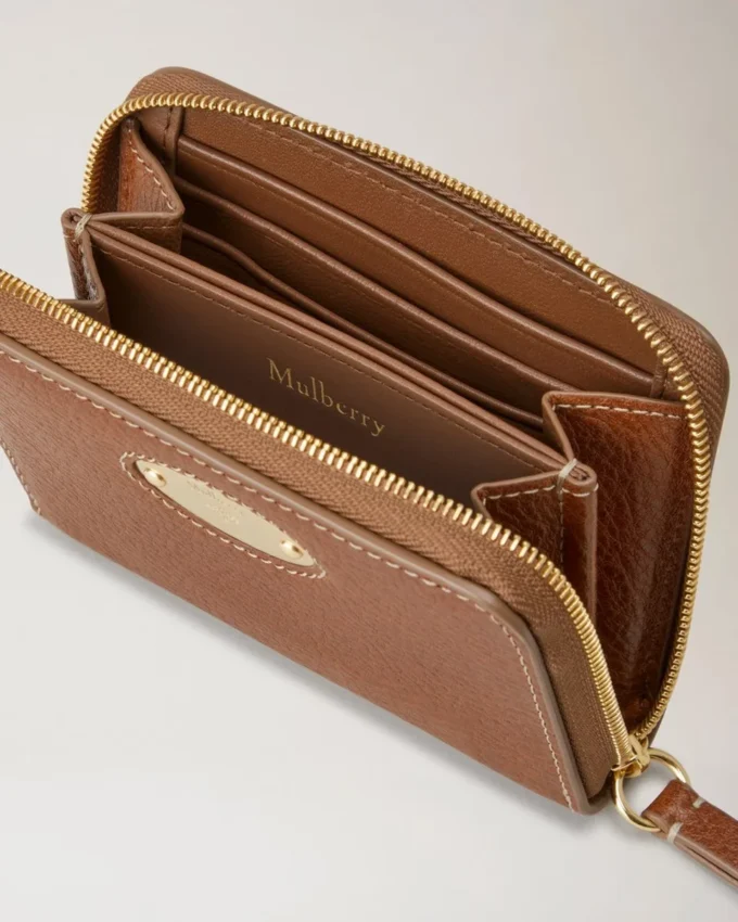 Mulberry Plaque Small Zip Around Purse Oak Nvt Women