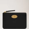 Mulberry Plaque Small Zip Coin Pouch Black Small Classic Grain