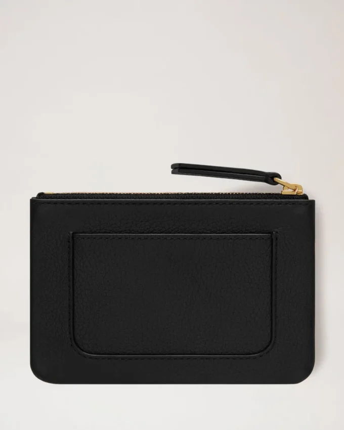 Mulberry Plaque Small Zip Coin Pouch Black Small Classic Grain