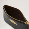 Mulberry Plaque Small Zip Coin Pouch Black Small Classic Grain