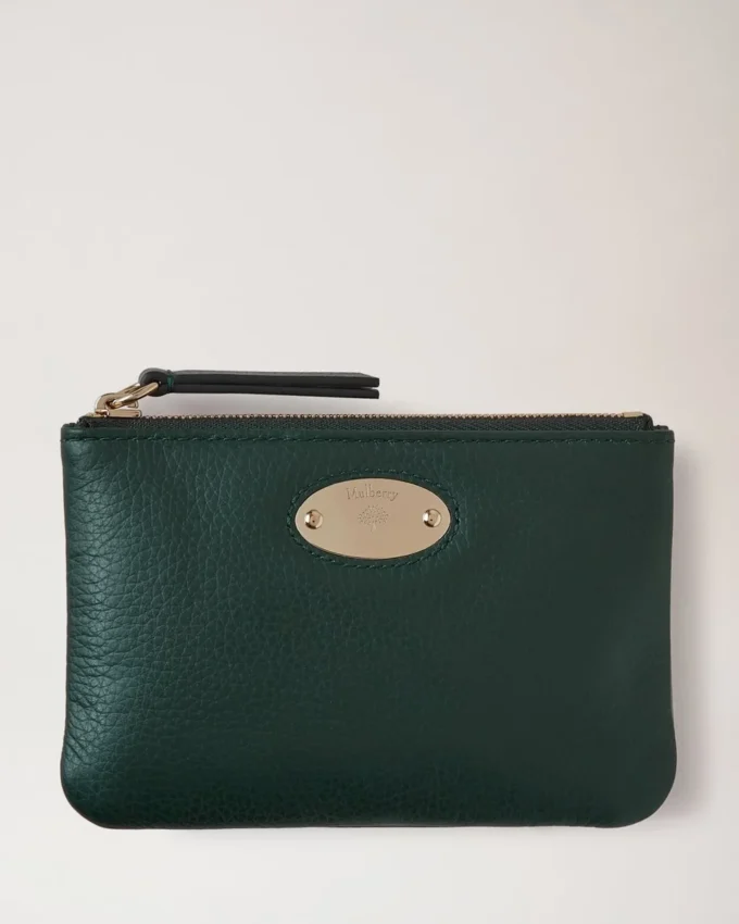 Mulberry Plaque Small Zip Coin Pouch Mulberry Green Small Classic Grain