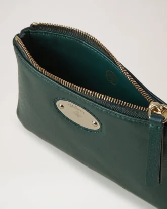 Mulberry Plaque Small Zip Coin Pouch Mulberry Green Small Classic Grain