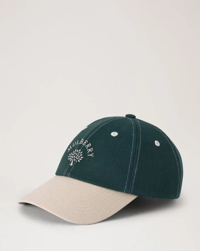Mulberry Tree Baseball Cap – Colour Block Mulberry Green & Ecru Cotton