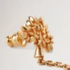 Mulberry Tree Charm Earrings Gold Plated Brass Women