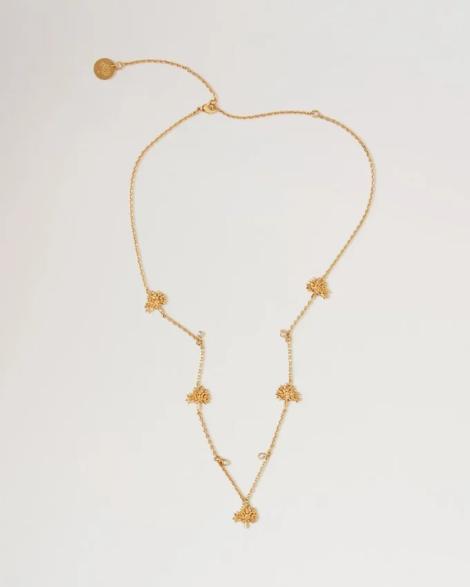 Mulberry Tree Charm Necklace Gold Plated Brass Women