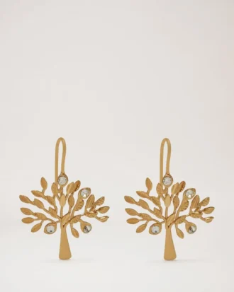 Mulberry Tree Dropped Earrings Brass Metal & Swarovski Crystal
