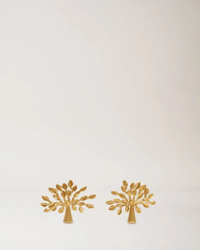 Mulberry Tree Earrings Brass Metal Women