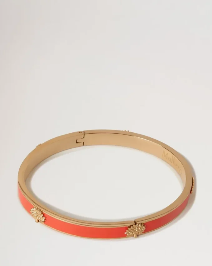 Mulberry Tree Enamel Bracelet Coral Orange Mixed Material