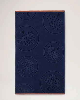 Mulberry Tree Jacquard Towel Navy & Teak Cotton