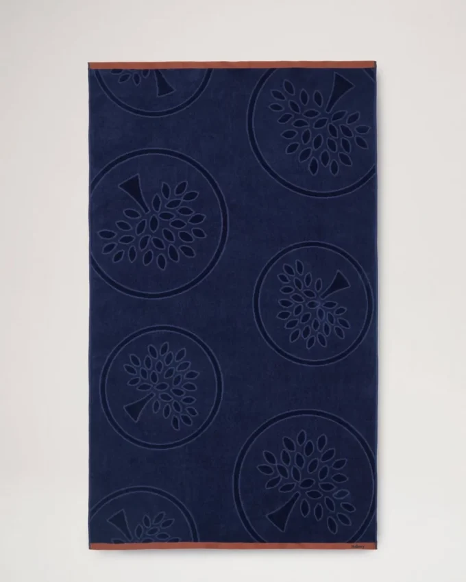 Mulberry Tree Jacquard Towel Navy & Teak Cotton