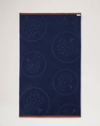 Mulberry Tree Jacquard Towel Navy & Teak Cotton