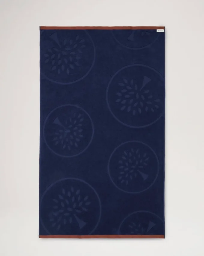 Mulberry Tree Jacquard Towel Navy & Teak Cotton