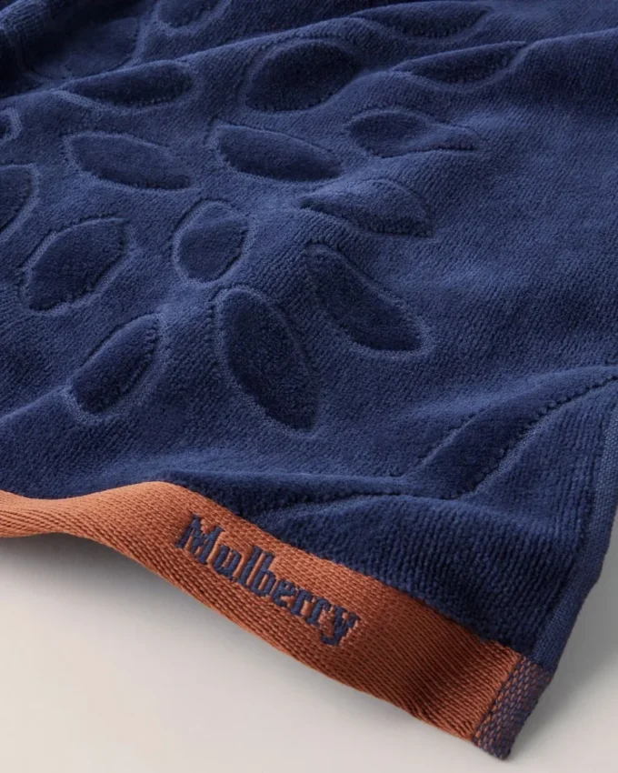 Mulberry Tree Jacquard Towel Navy & Teak Cotton