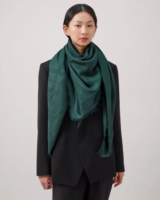 Mulberry Tree Scarf Mulberry Green Cotton Silk Blend