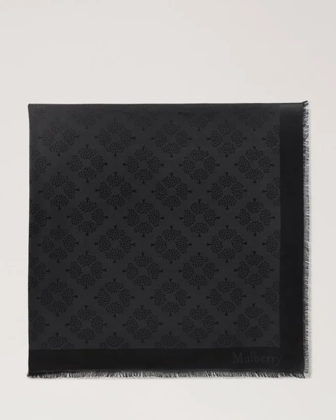 Mulberry Tree Square Black Cotton Silk Blend Women Mulberry Tree Square Black Cotton Silk Blend Women