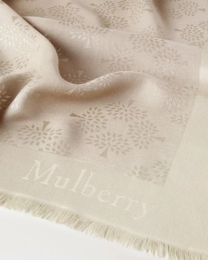 Mulberry Tree Square Cashmere Taupe Cotton Silk Blend