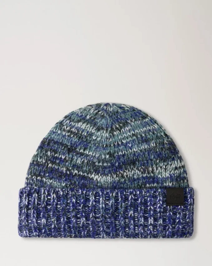 Ombre Degrade Beanie Cobalt Blue Lambswool Men