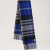 Oversized Check Textured Scarf Cobalt Blue & Black Wool Blend