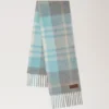 Oversized Check Textured Scarf Grey & Light Blue Wool Blend Oversized Check Textured Scarf Grey & Light Blue Wool Blend