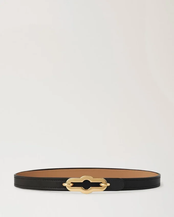 Pimlico Reversible Thin Belt Black & Sable High Gloss Leather