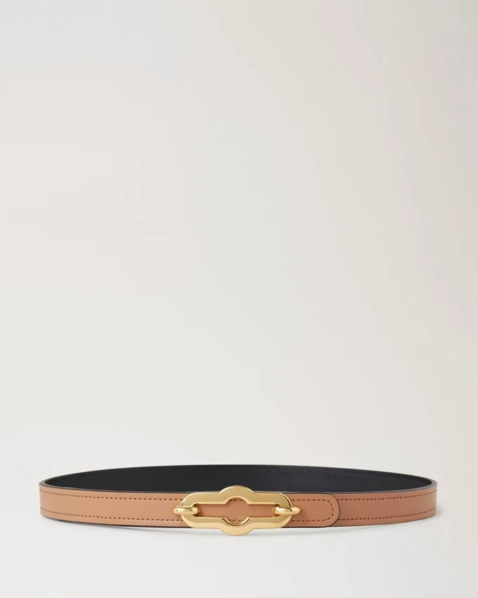 Pimlico Reversible Thin Belt Black & Sable High Gloss Leather