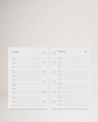 Pocket Book Contacts Dividers White Paper Men