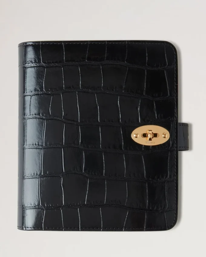 Postman’s Lock Agenda Black Shiny Small Croc Men