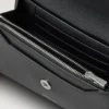 Press Stud Wallet Black High Shine Leather Gifts for Her