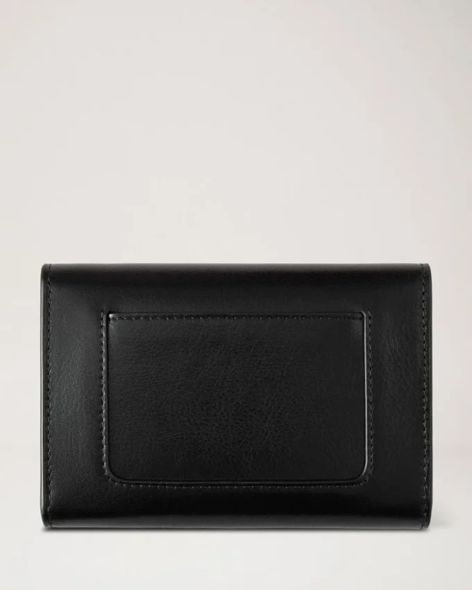Press Stud Wallet Black High Shine Leather Gifts for Her