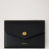 Press Stud Wallet Black Small Classic Grain Women