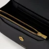 Press Stud Wallet Black Small Classic Grain Women