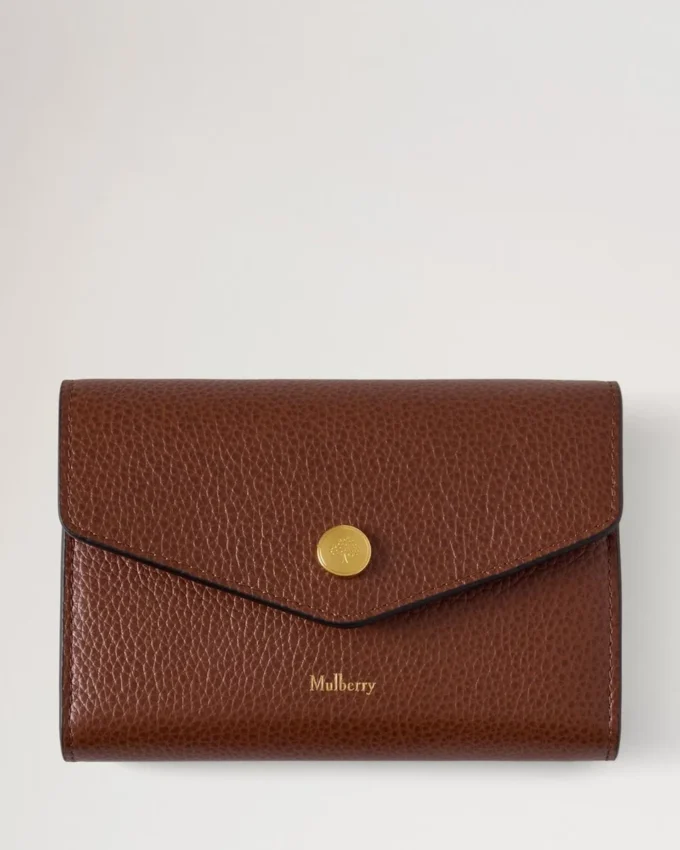 Press Stud Wallet Oak Two-Tone Small Classic Grain