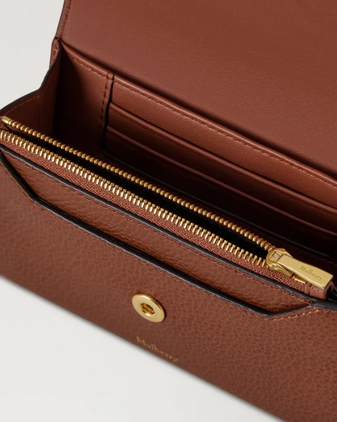Press Stud Wallet Oak Two-Tone Small Classic Grain