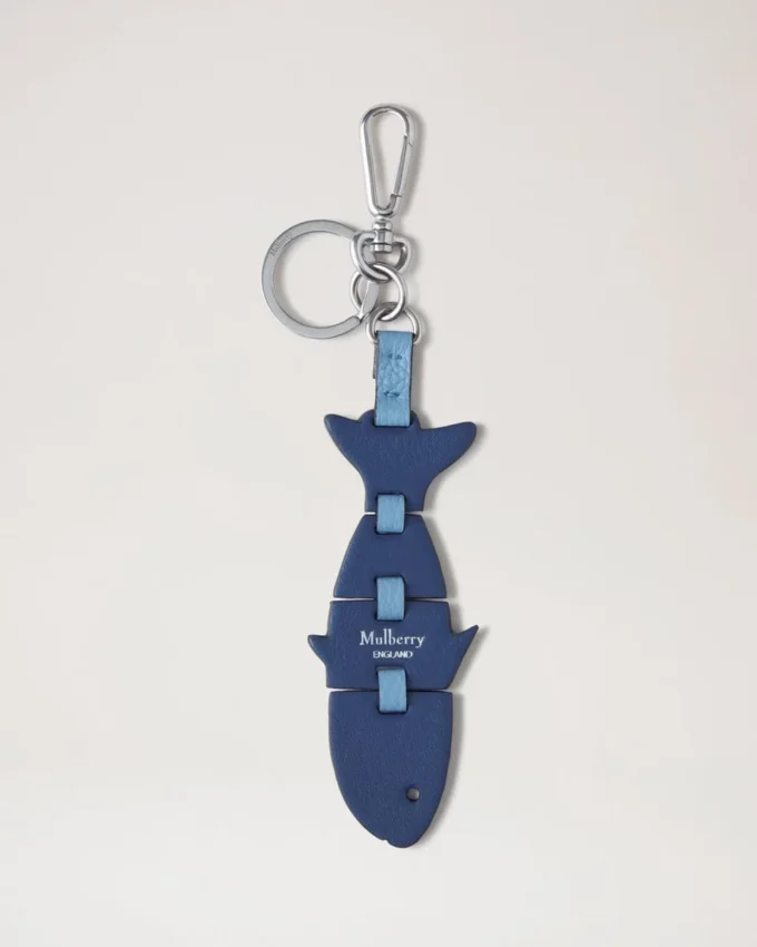 Puzzle Keyring – Fish Pale Navy Silky Calf Women