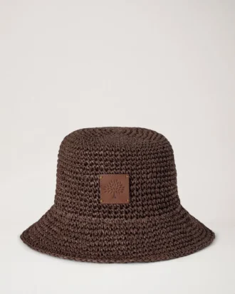 Raffia Mulberry Tree Bucket Hat Ebony 100% Paper Raffia