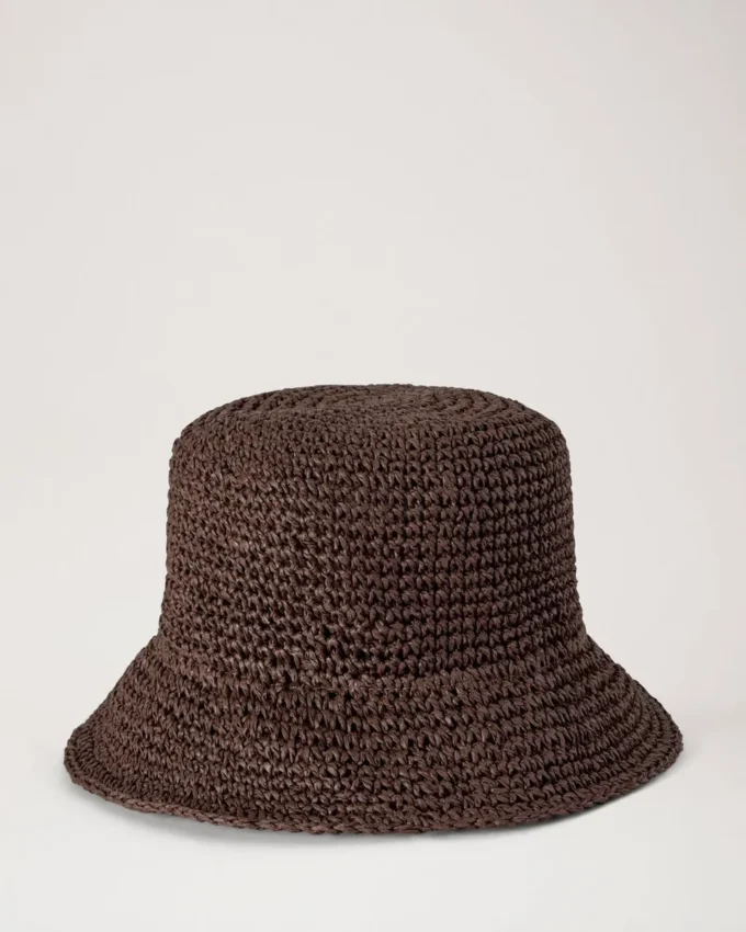Raffia Mulberry Tree Bucket Hat Ebony 100% Paper Raffia