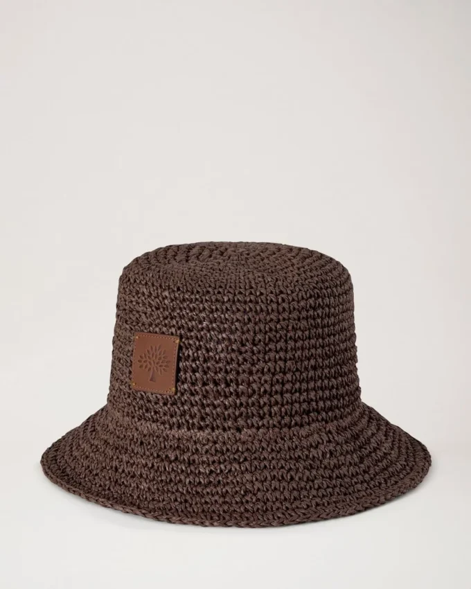 Raffia Mulberry Tree Bucket Hat Ebony 100% Paper Raffia