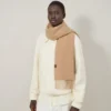 Reversible Cashmere Bi-Colour Scarf Eggshell & Camel Cashmere
