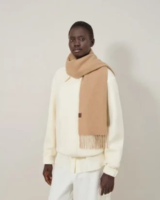 Reversible Cashmere Bi-Colour Scarf Eggshell & Camel Cashmere