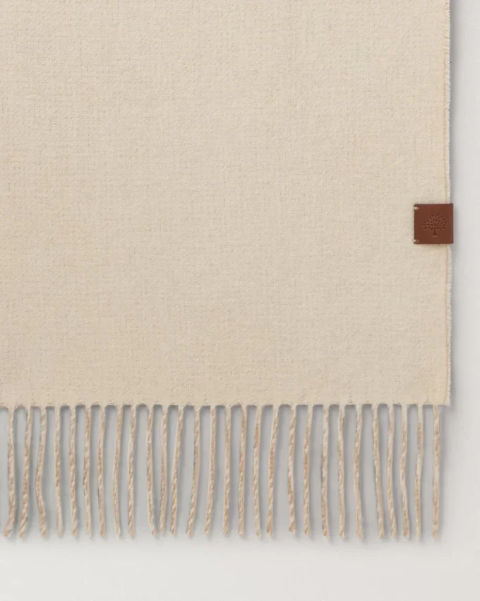 Reversible Cashmere Bi-Colour Scarf Eggshell & Camel Cashmere