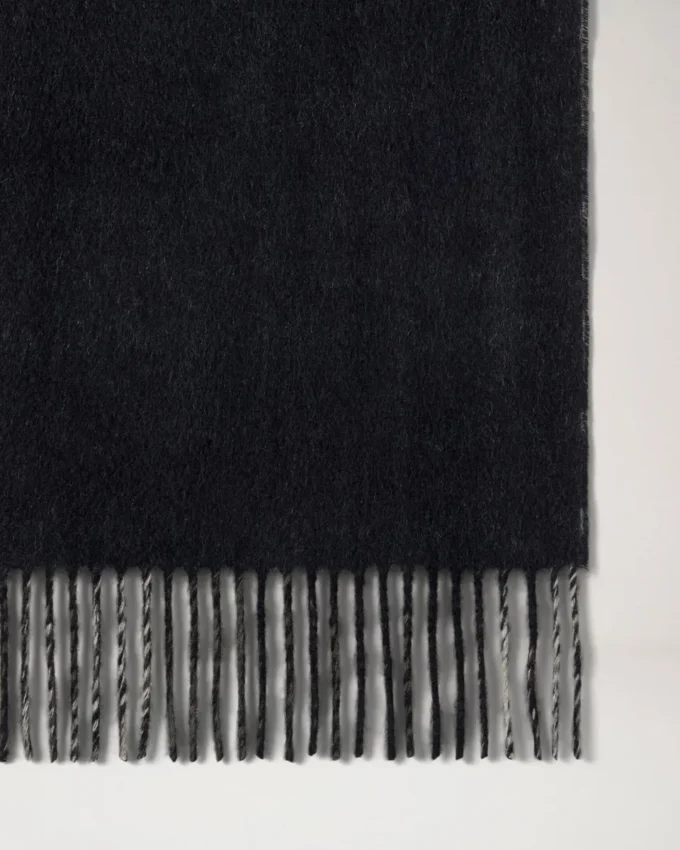 Reversible Cashmere Check Scarf Black & Eggshell Cashmere