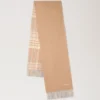 Reversible Cashmere Check Scarf Camel & Maple Cashmere