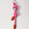 Rope Keyring Dark Pink & Coral Orange Mixed Material